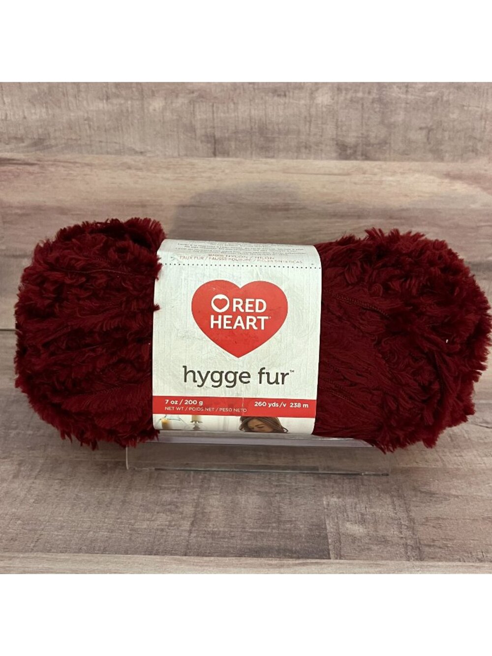 Red Heart Hygge Fur Sangria Faux Fur Yarn Skein 7 oz Soft Plush Craft Yarn